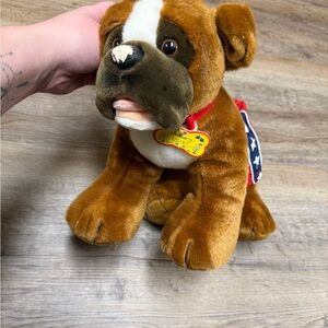 Build a Bear Brown and White Boxer Plush Dog Toy